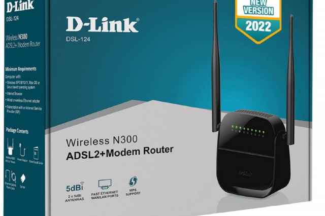 مودم دي لينك چهارپورته دو آنتن  ADSL++مدل Dlink124