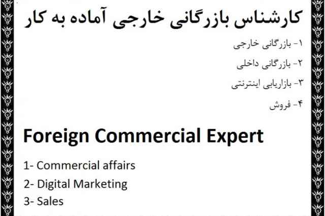 آماده كار كارشناس بازرگاني خارجي ، داخلي و مترجم تهران