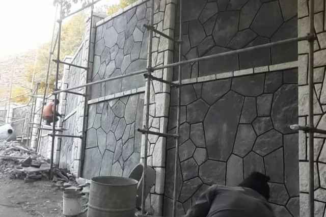 اجراي سنگ لاشه سنگ مالون سنگ كوهي و نصب سنگ لاشه سعادت
